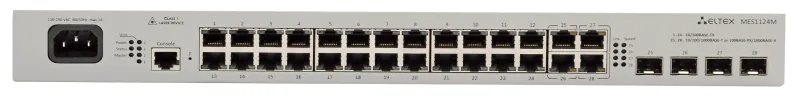 Ethernet-коммутатор MES1428, 24 порта 10/100 Base-TX, 4 комбо-порта 10/100/1000 Base-T/100/1000 Base-X (SFP), L2, 220V AC