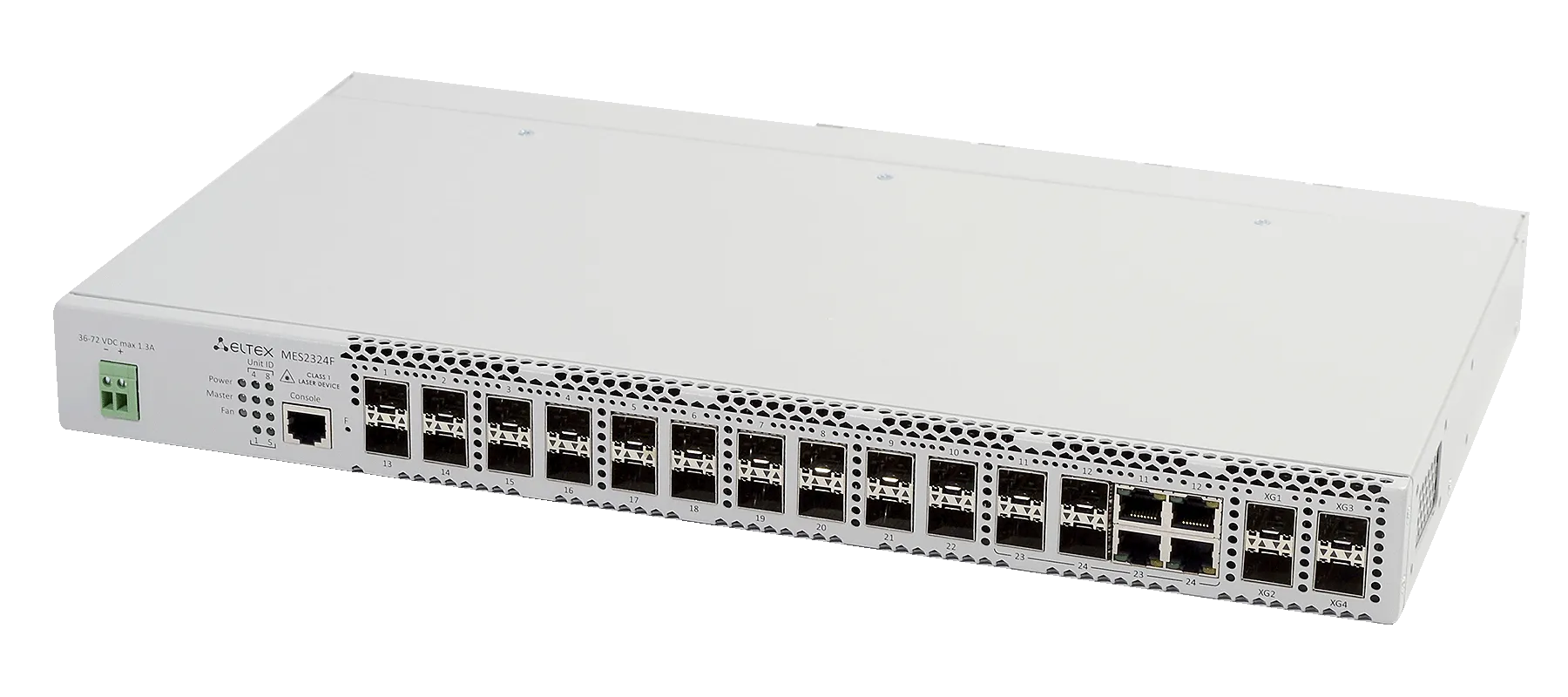 Ethernet-коммутатор MES2324FB, 20x1G SFP + 4xCombo + 4x10G SFP+, L3, 220V AC/12V DC