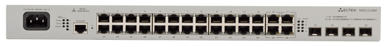 Ethernet-коммутатор MES1428, 24 порта 10/100 Base-TX, 4 комбо-порта 10/100/1000 Base-T/100/1000 Base-X (SFP), L2, 220V AC