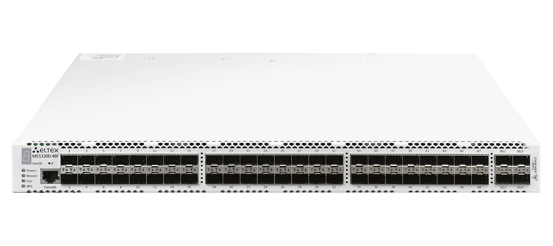 Ethernet-коммутатор MES3300-48, 48 портов 10/100/1000BASE-T (RJ-45), 4 порта 10GBASE-R/1000BASE-X (SFP+/SFP), L3, 2 слота для модулей питания