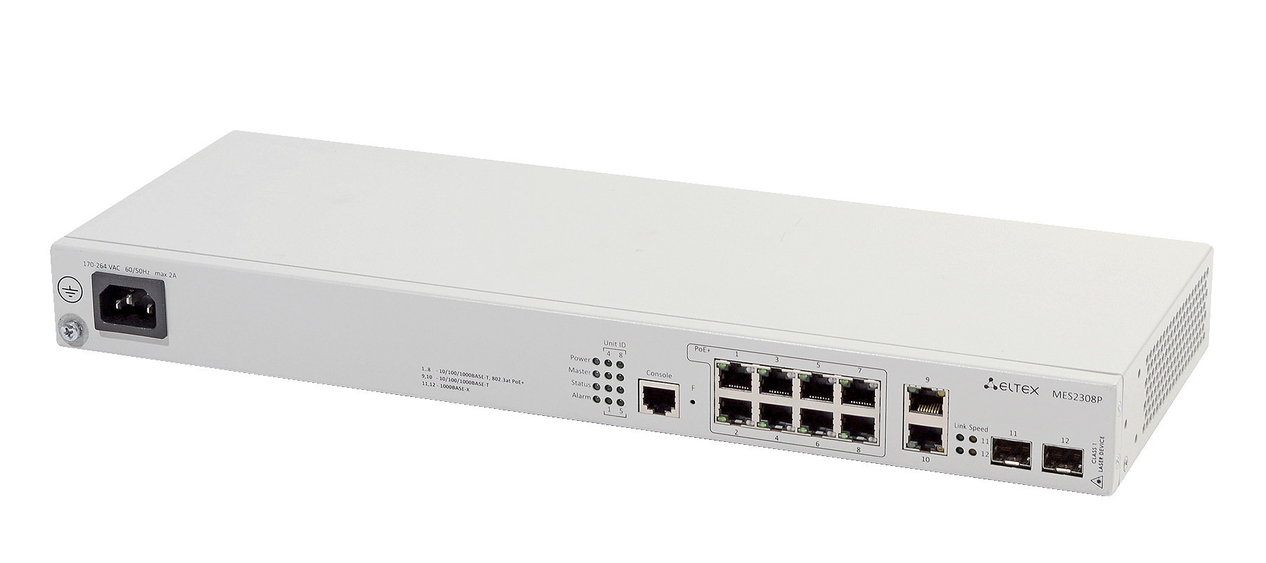 Ethernet-коммутатор MES2308P-DC, 8xPoE+ (1G) + 2x1G RJ45 + 2x1G SFP, L3, 48V DC