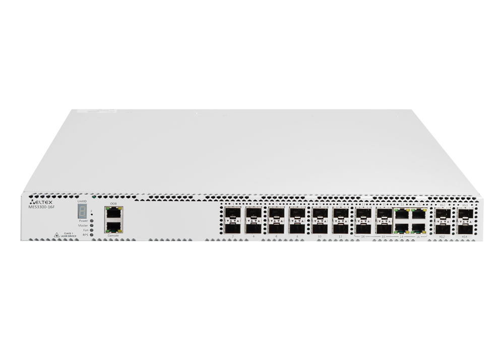 Ethernet-коммутатор MES3300-16F, 12x1G SFP + 4xCombo + 4x10G SFP+, L3, dual PSU