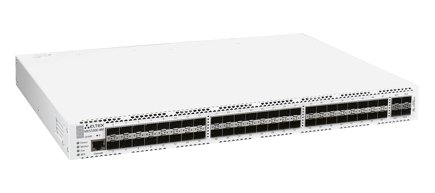 Ethernet-коммутатор MES3300-48, 48 портов 10/100/1000BASE-T (RJ-45), 4 порта 10GBASE-R/1000BASE-X (SFP+/SFP), L3, 2 слота для модулей питания
